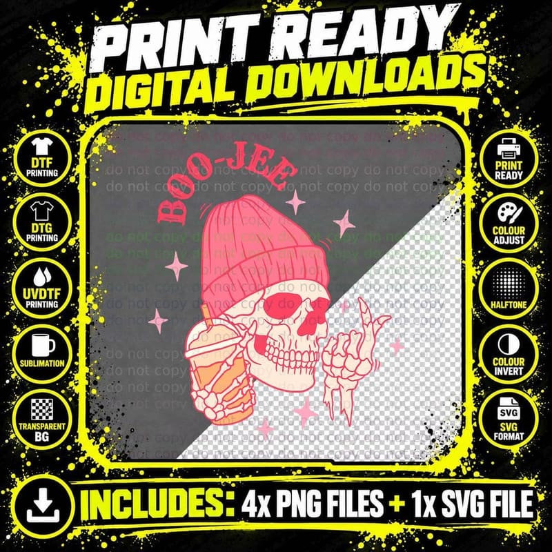 Cute Skeleton Halloween Costume Boo-Jee Boujee Spooky Png SVG Digital Bundle