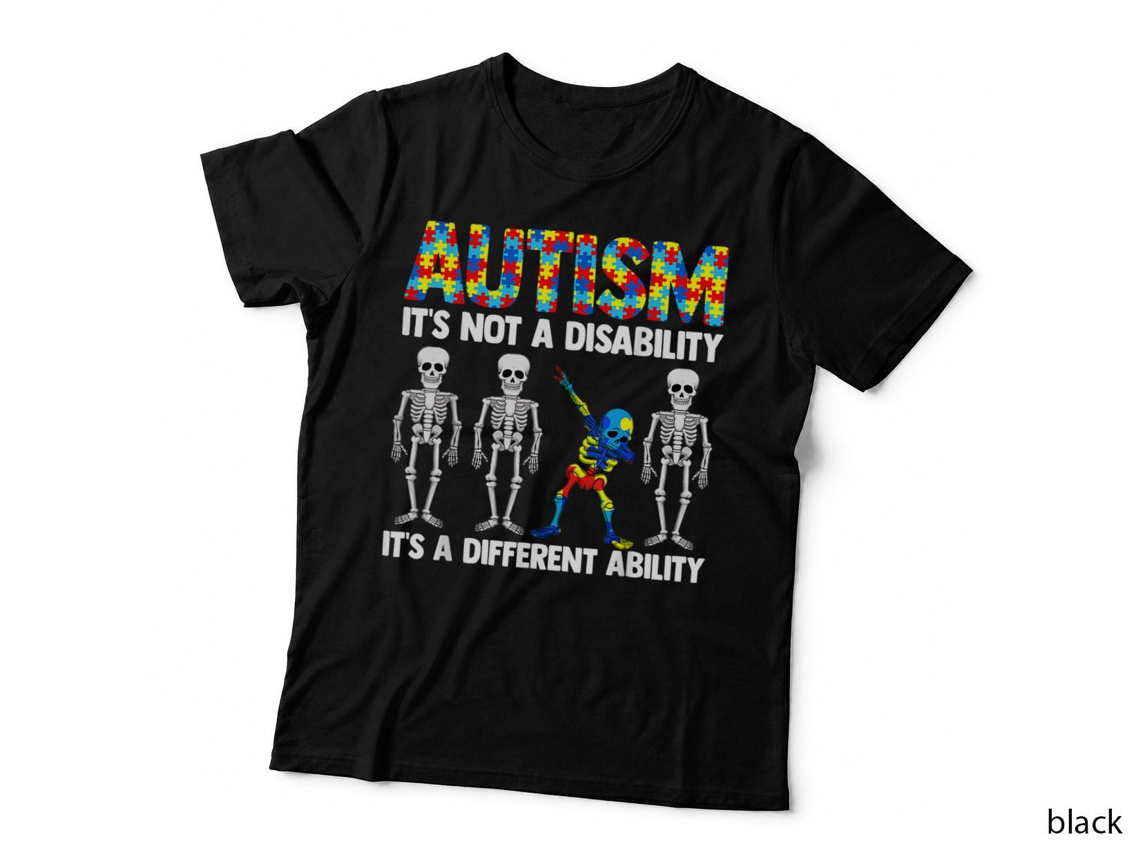 Dabbing Skeleton Not a Disability Autism Awareness Kids Boys T-Shirt