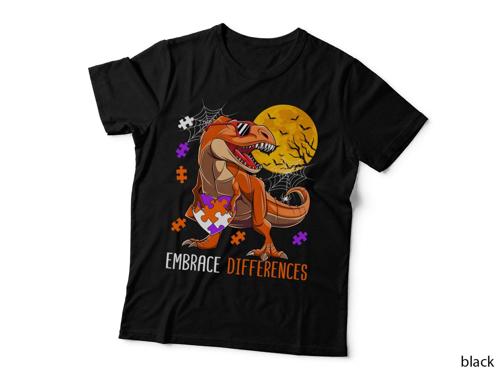 Dinosaur Puzzle Piece Autism Awareness Halloween Boys Kids T-Shirt