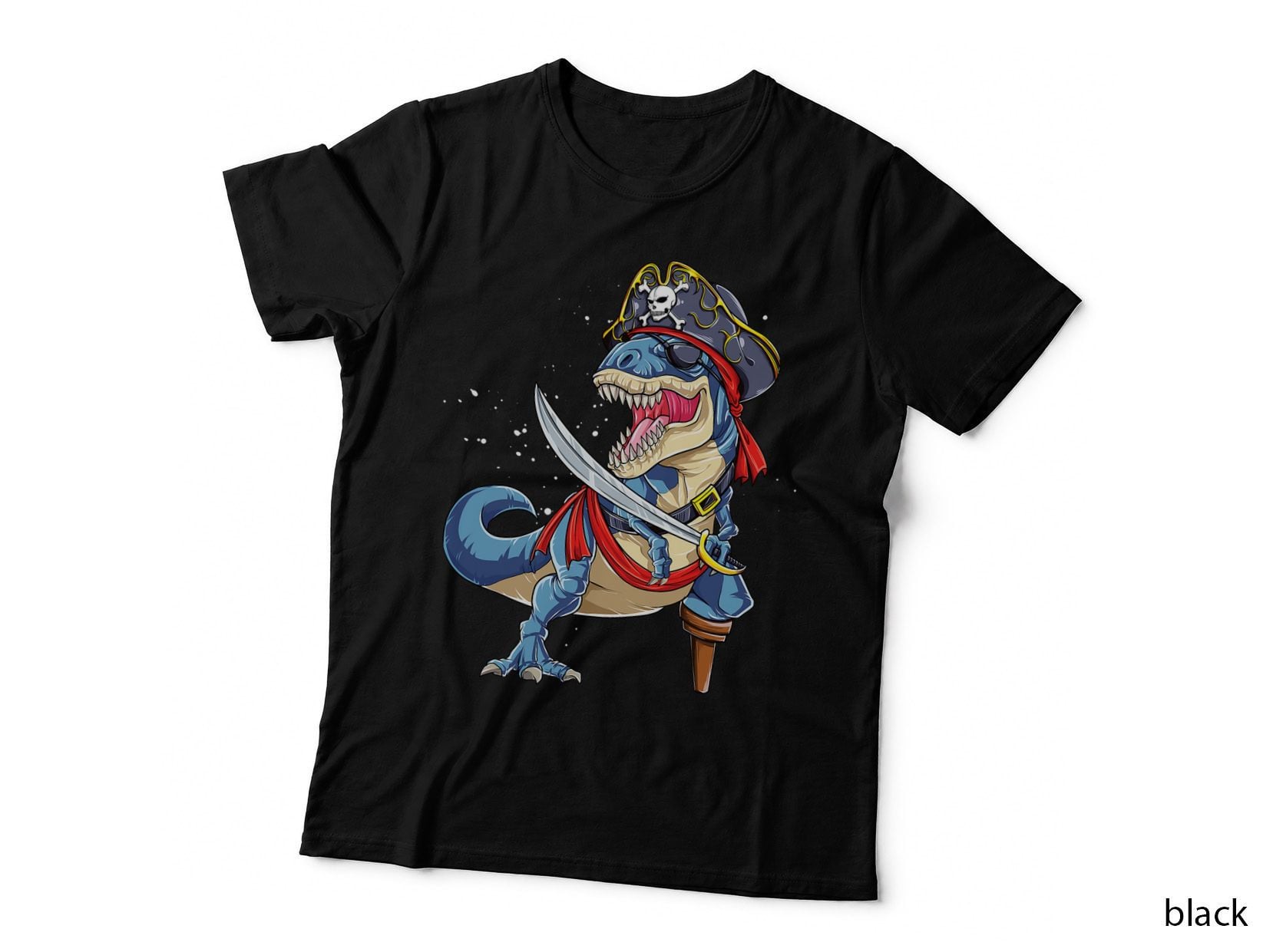 Dinosaur T Rex Pirate T Shirt Jolly Roger Halloween Gifts T-Shirt
