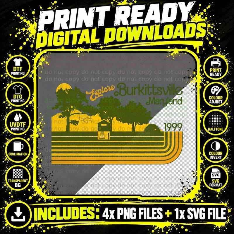 Explore Burkittsville Blair Witch Retro Stripe T-Shirt Png SVG Digital Bundle