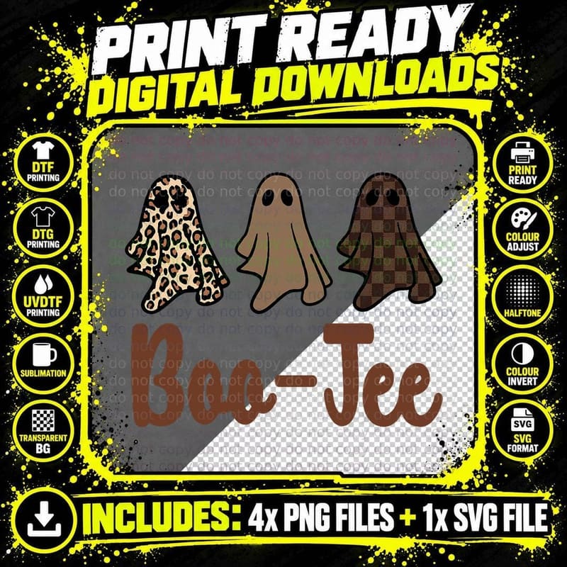 Fall Halloween Ghost Boujee Boo-Jee Spooky Season Cute Png SVG Digital Bundle