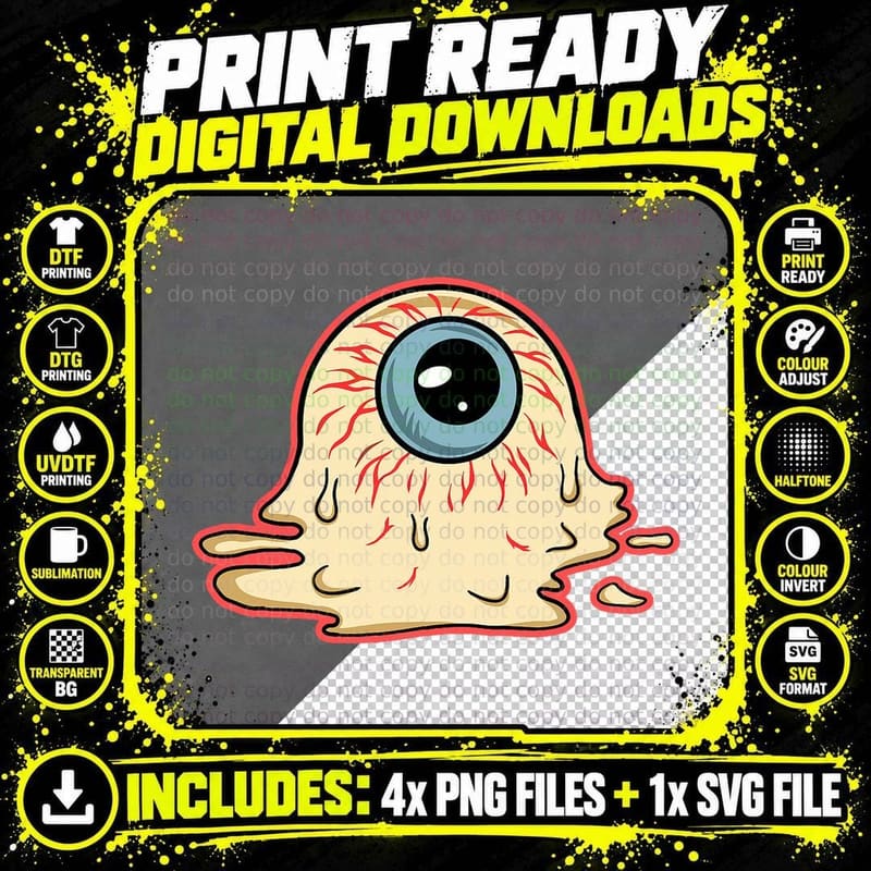 Freaky Creepy Melting Eyeball Anatomy Scary Eye T-Shirt Png SVG Digital Bundle