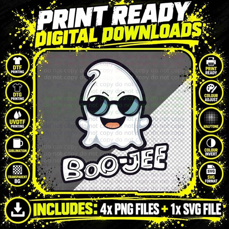 Funny Boo-Jee Ghost Wearing Luxury Sunglasses T-Shirt Png SVG Digital Bundle