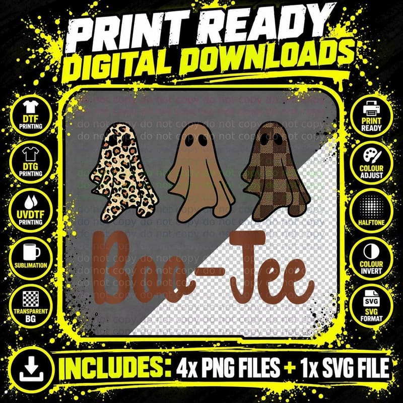 Funny Fall Halloween Ghost Boujee Boo Jee Spooky Season Png SVG Digital Bundle