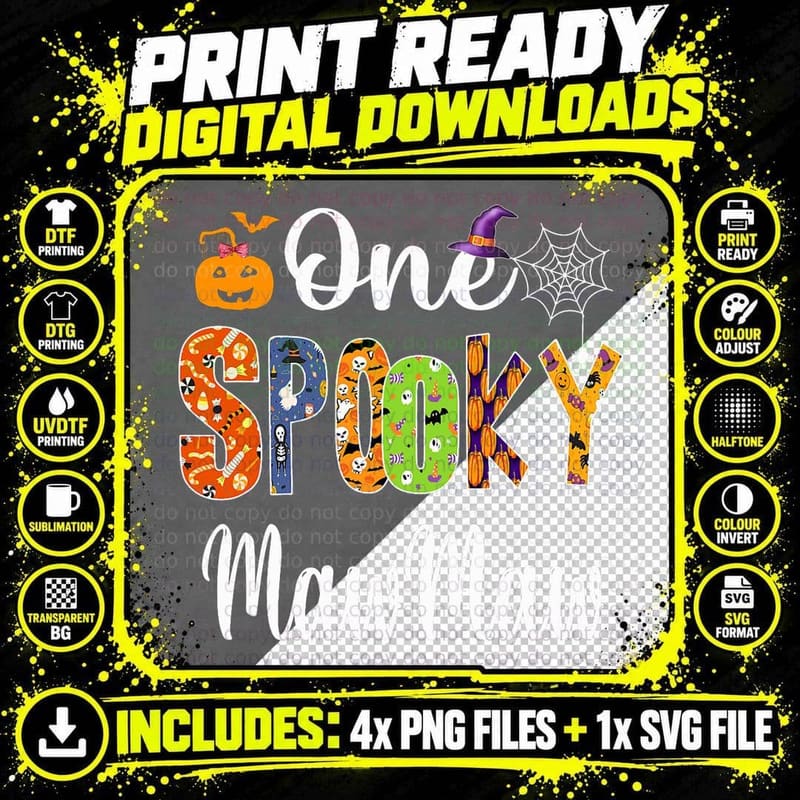 Funny Family Halloween Matchings, One Spooky Mawmaw Png SVG Digital Bundle