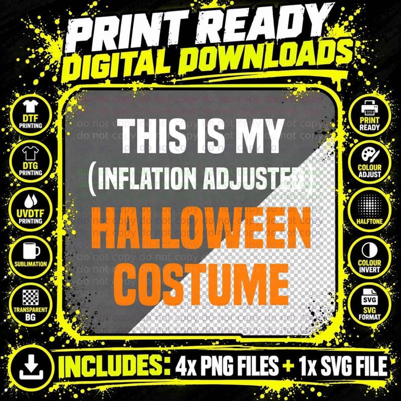Funny Halloween Joke Inflation Halloween Costume T-Shirt Png SVG Digital Bundle