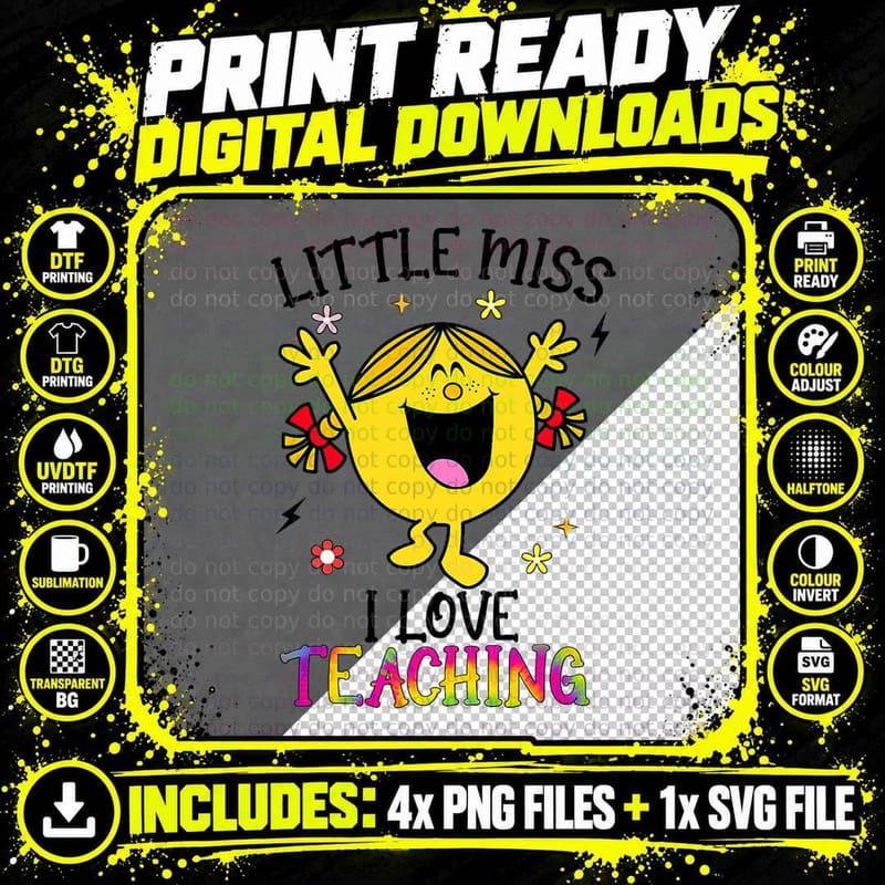 Funny Little Miss I Love Teaching Halloween Toddlers Png SVG Digital Bundle