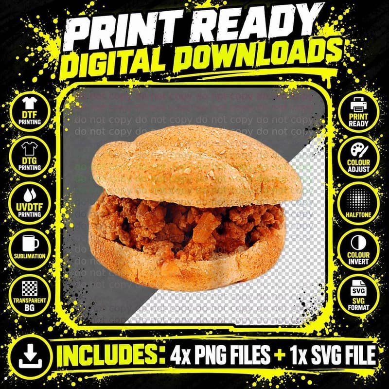 Funny Sloppy Joe Beef Sandwich Lover Halloween Costume Png SVG Digital Bundle