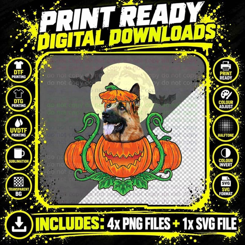 German Shepherd Costume Halloween Pumpkin Halloween Png SVG Digital Bundle