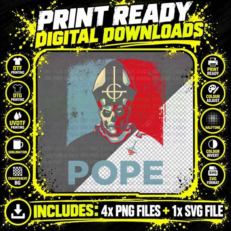 Ghost Pope - Papa Emeritus T-Shirt Png SVG Digital Bundle