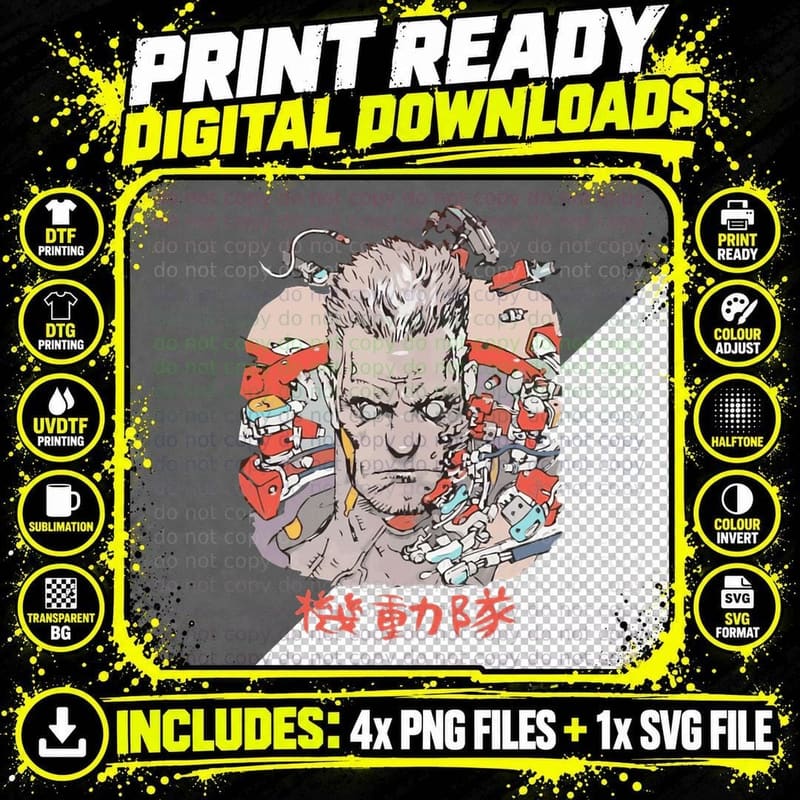 Ghost in the Shell Batou T-Shirt Png SVG Digital Bundle
