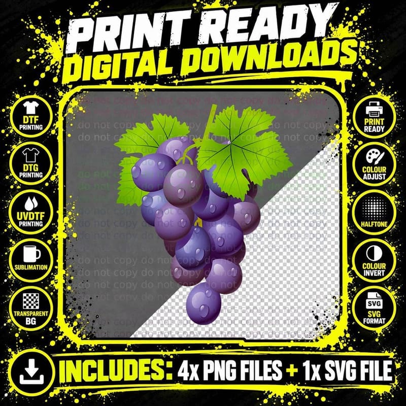 Grape Fruit Halloween Costume Grape Vegan Lover T-Shirt Png SVG Digital Bundle