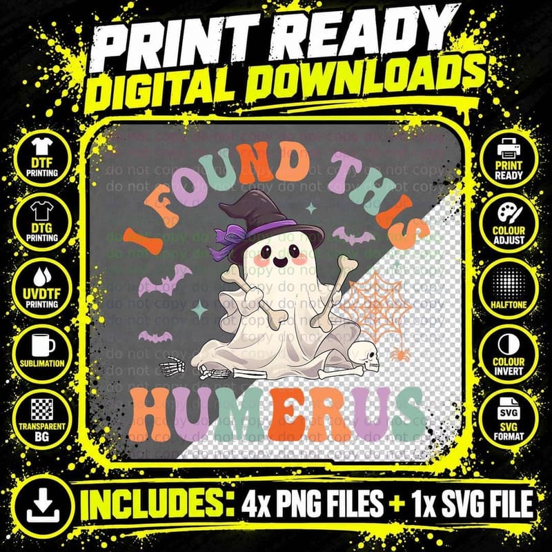 Groovy Halloween I Found This Humerus Pun Joke Cute Png SVG Digital Bundle