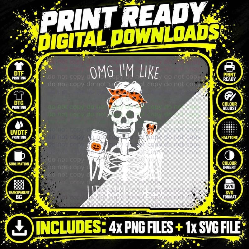 Halloween 2021 Gifts Omg I'm Like Literally Dead T-Shirt Png SVG Digital Bundle