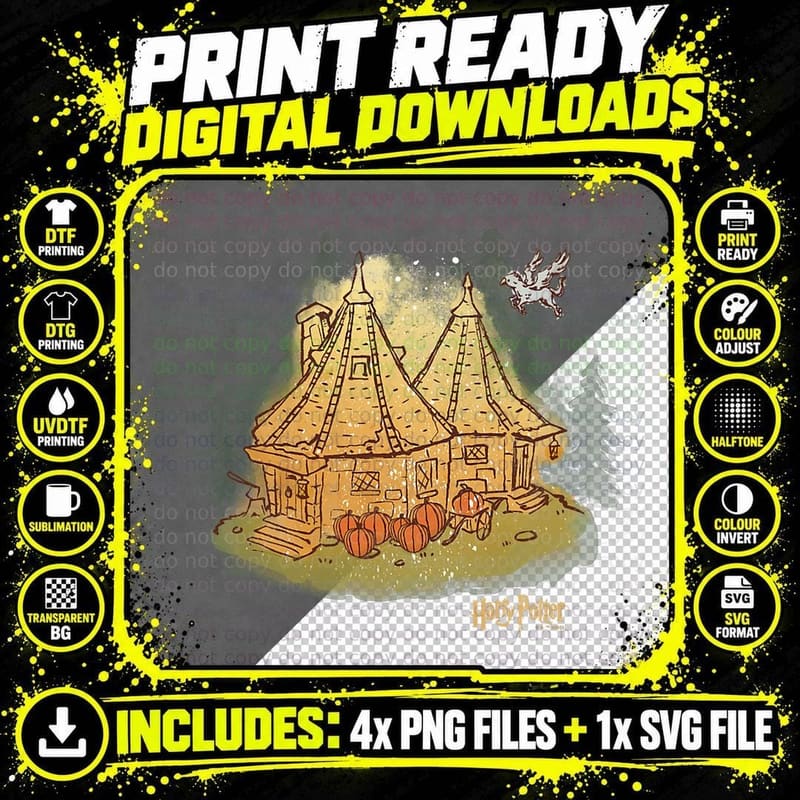 Halloween Hagrid's Hut Pumpkin Decorations T-Shirt Png SVG Digital Bundle