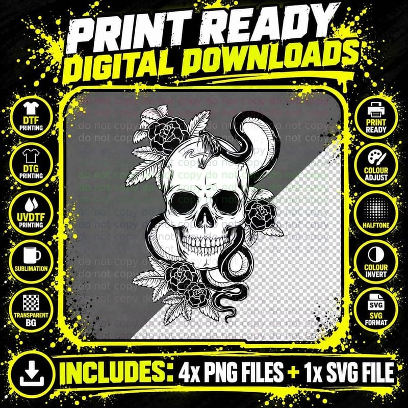 Halloween Skeleton Flowers Snake Halloween Costume Men Png SVG Digital Bundle