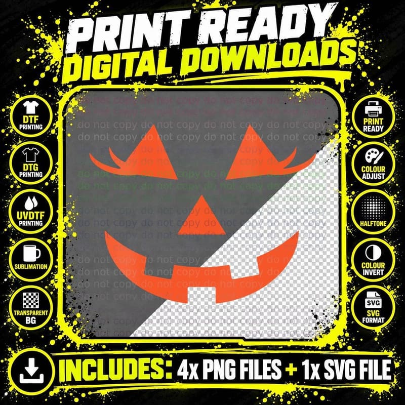 Halloween Smiling Pumpkin Jack-O-Lantern Eyelashes Png SVG Digital Bundle