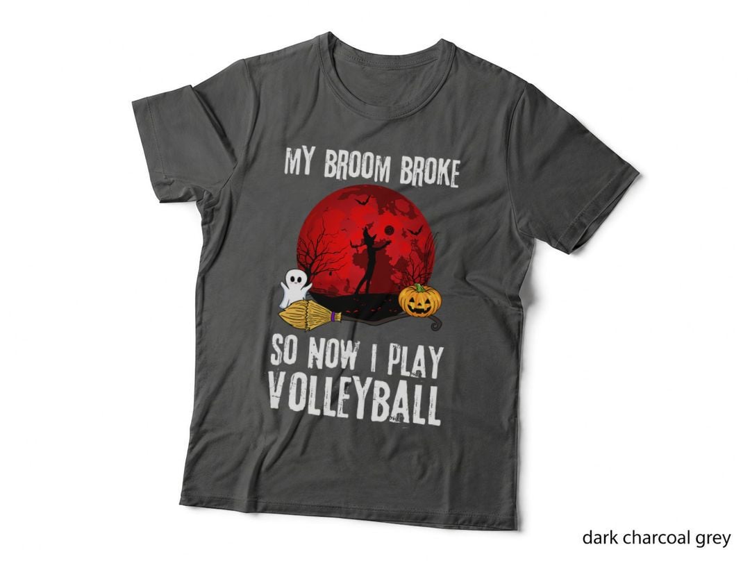 Halloween Witch Playing Volleyball Game Sport Broomstick T-Shirt