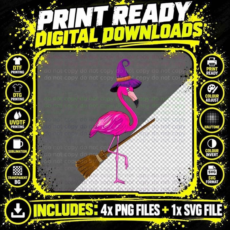 Happy Halloween Pumpkin Flamingo - Flamingo Lover Png SVG Digital Bundle