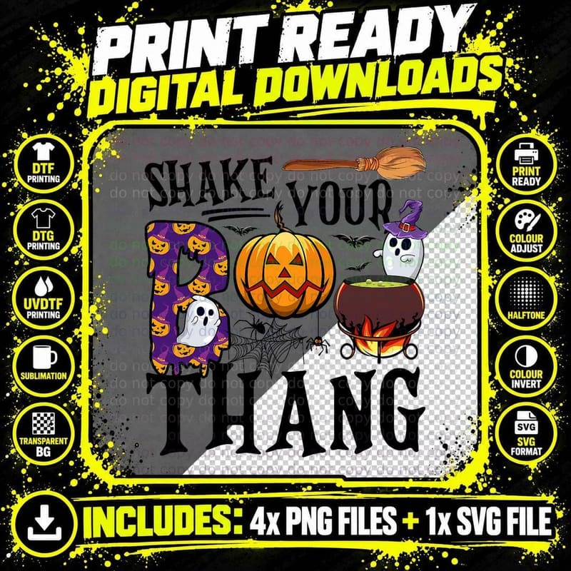 Happy Halloween Shake Your Boo Thang Funny Pumpkin Png SVG Digital Bundle