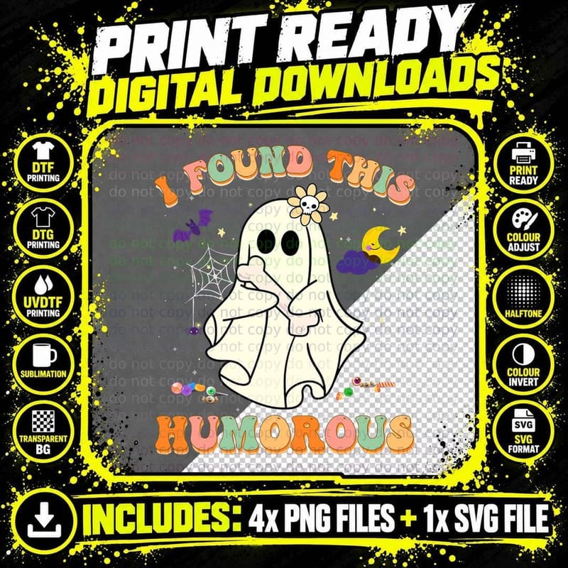 I Found This Humerus Retro Ghost Pun Joke Humorous Png SVG Digital Bundle
