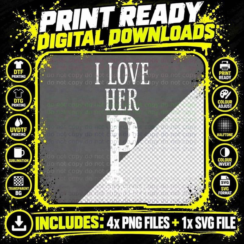 I Love His D - I Love Her P- Couples Halloween Png SVG Digital Bundle