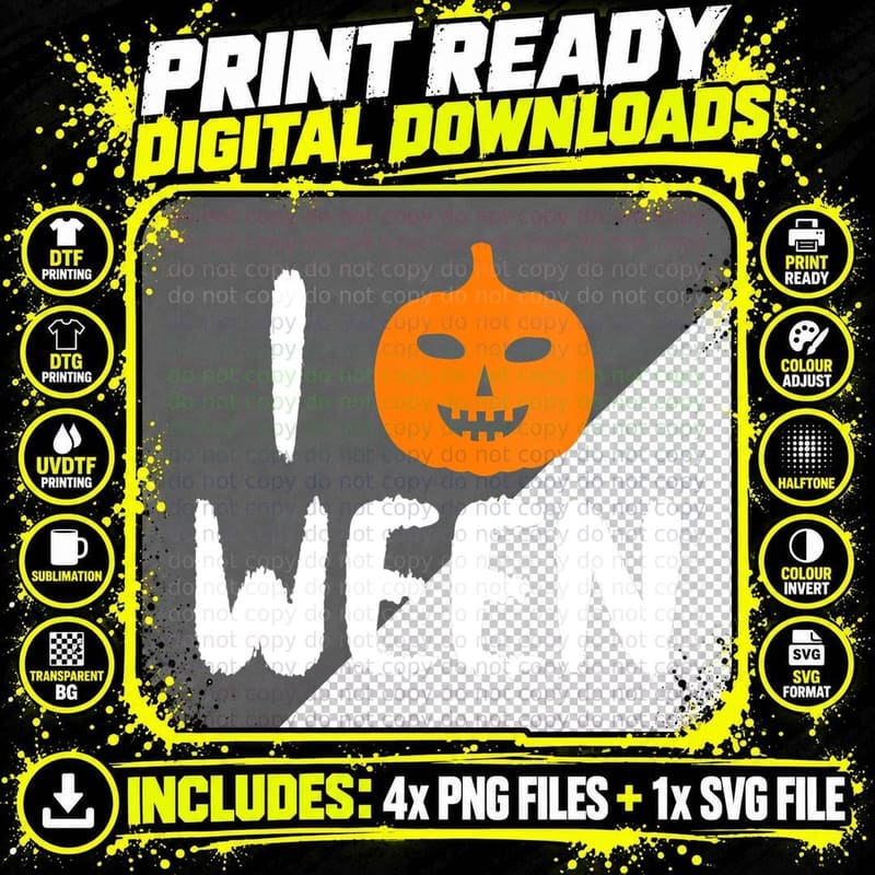 I Pumpkin Ween Funny Halloween Joke for Kids Men Png SVG Digital Bundle