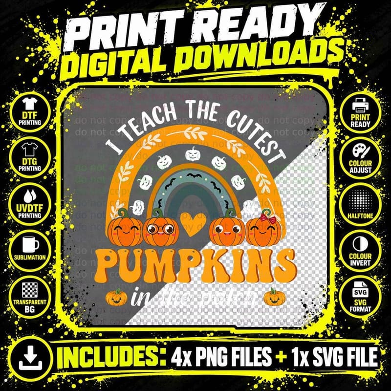 I Teach the Cutest Pumpkins in the Patch Halloween Png SVG Digital Bundle