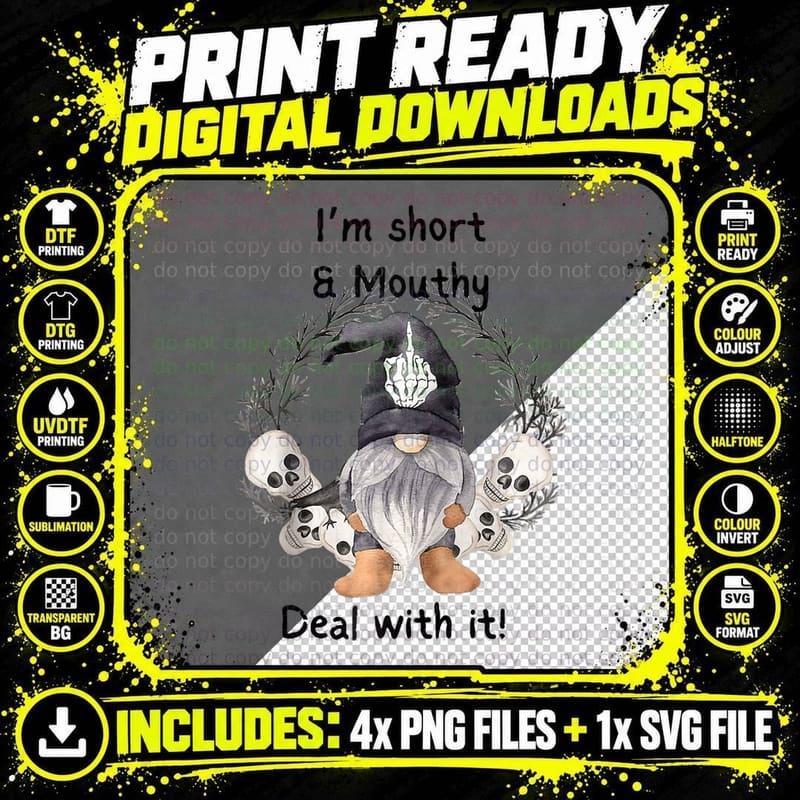 I'm Short and Mouth Deal with It Gomes Ghost Halloween Png SVG Digital Bundle
