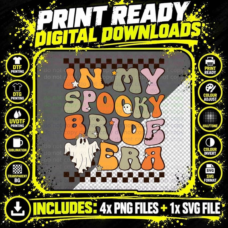 In My Spooky Bride Era Ghost Halloween Engaged Png SVG Digital Bundle