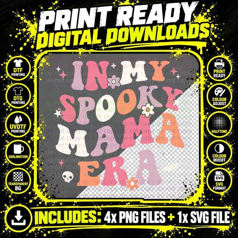 In My Spooky Mama Era Retro Halloween Witchy One Spooky Png SVG Digital Bundle