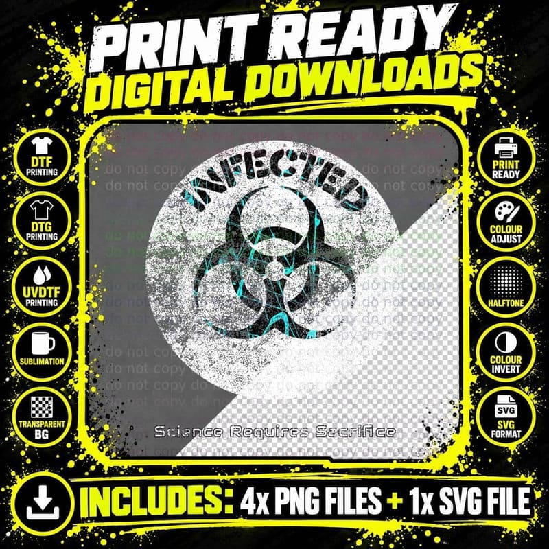 Infected Doomsday Halloween Zombie Biohazard Science Png SVG Digital Bundle
