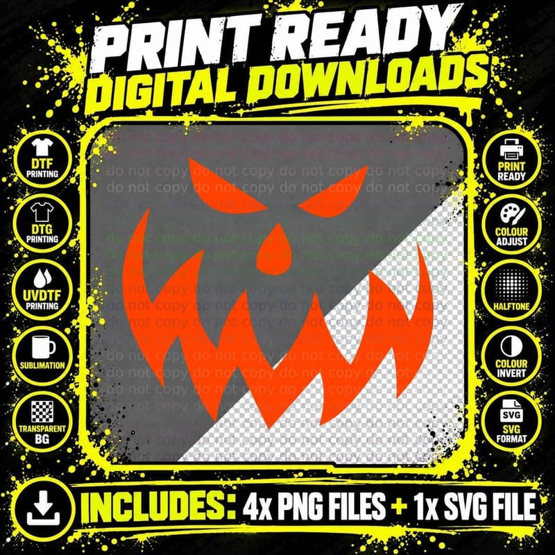 Jack O' Lantern Pumpkin Face Costume T-Shirt Png SVG Digital Bundle