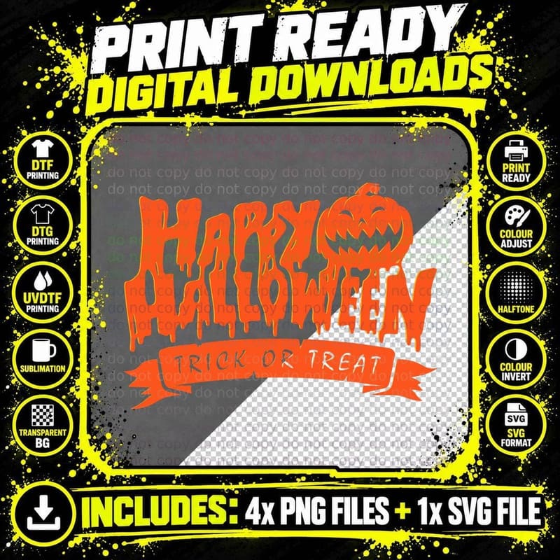 Jack O' Lantern Pumpkin Halloween Costume Face Funny Png SVG Digital Bundle