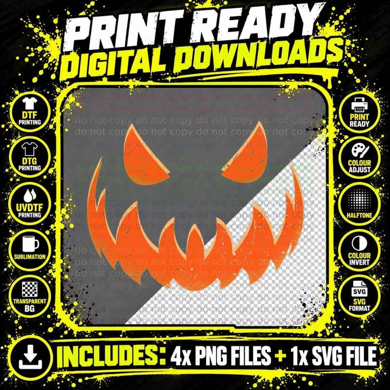 Jackolantern Shirt Men Women Kids Pumpkin Scary Png SVG Digital Bundle