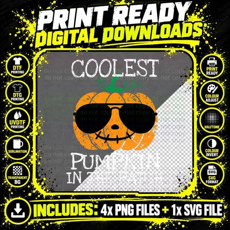 Kids Coolest Pumpkin in the Patch Halloween Boys Girlsns Png SVG Digital Bundle