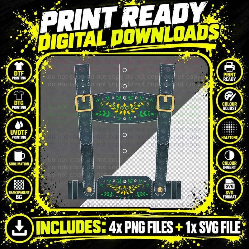 Lederhosen Oktoberfest German Festival Halloween Costume Png SVG Digital Bundle