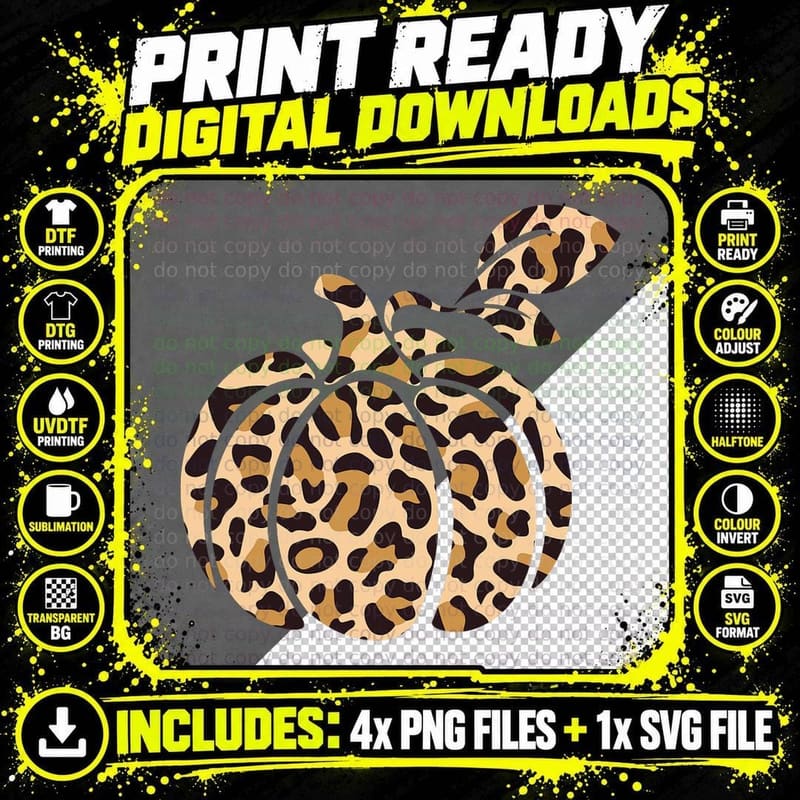 Leopard Pumpkin Autumn T-Shirt Png SVG Digital Bundle