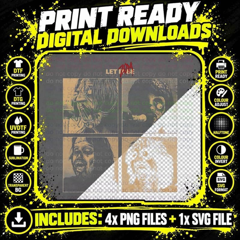 Let It Zombie T-Shirt Png SVG Digital Bundle