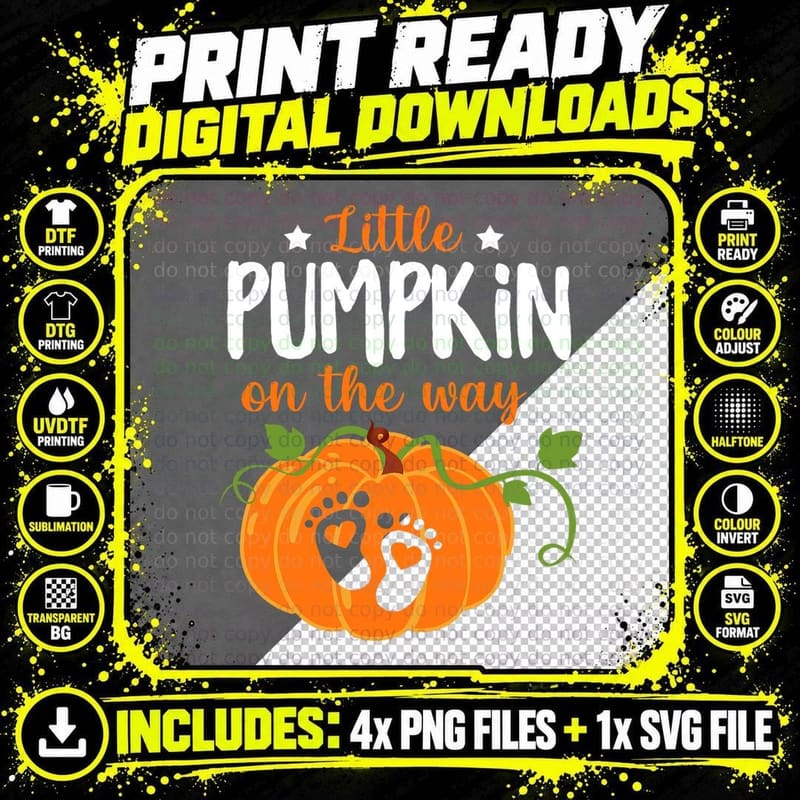 Lil Pumpkin Baby on the Way Pregnancy Announcement Png SVG Digital Bundle