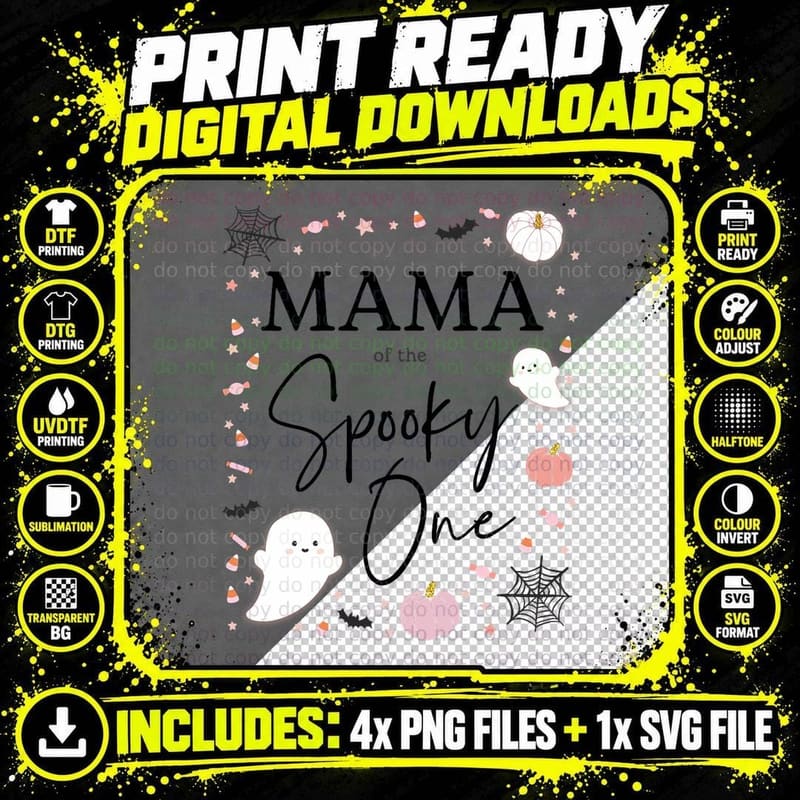 Mama of the Spooky One Girl First Birthday Pink Png SVG Digital Bundle