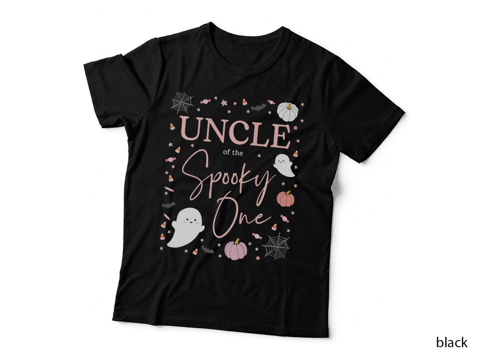 Mens Uncle of the Spooky One Girl First Birthday Pink Halloween T-Shirt