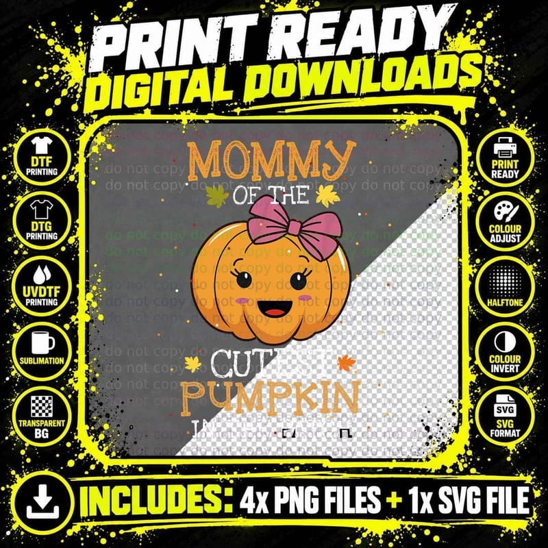 Mommy of the Cutest Pumpkin in the Patch Halloween Png SVG Digital Bundle