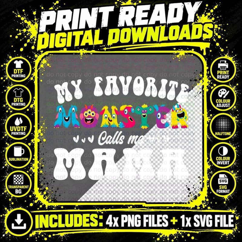 My Favorite Monster Calls Me Mom Mama Momster Halloween Png SVG Digital Bundle