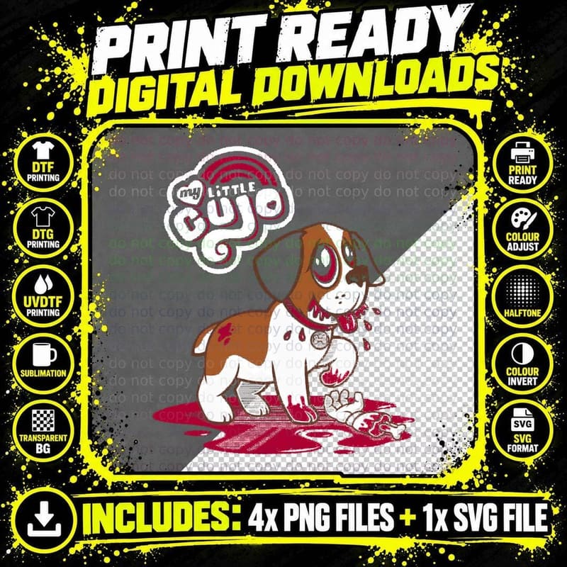 My Little Cujo - Stephen King - Creepy Cute Horror Png SVG Digital Bundle