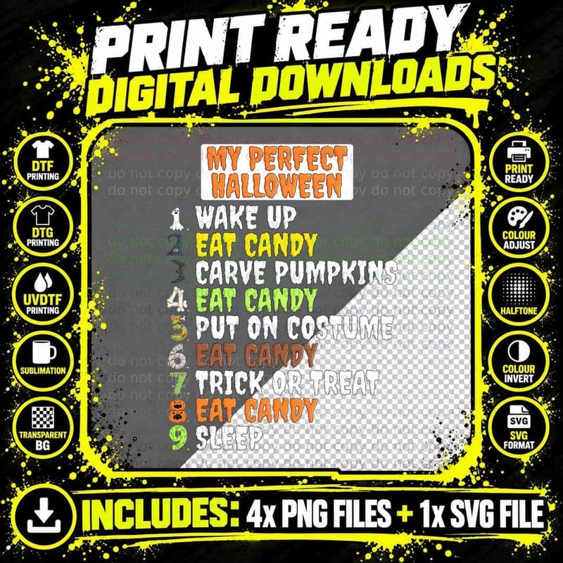 My Perfect Halloween Funny Skeleton Zombie Cool Pumpkin Png SVG Digital Bundle