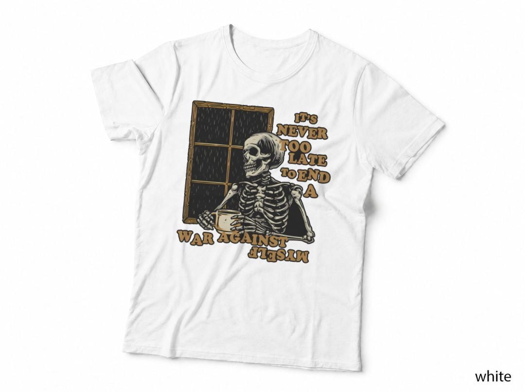 Never Too Late Skeleton Mental Health T-Shirt