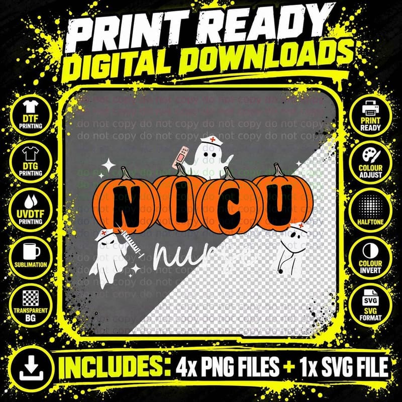Nicu Nurse Ghost Pumpkin Costume NICU Nurse Halloween Png SVG Digital Bundle