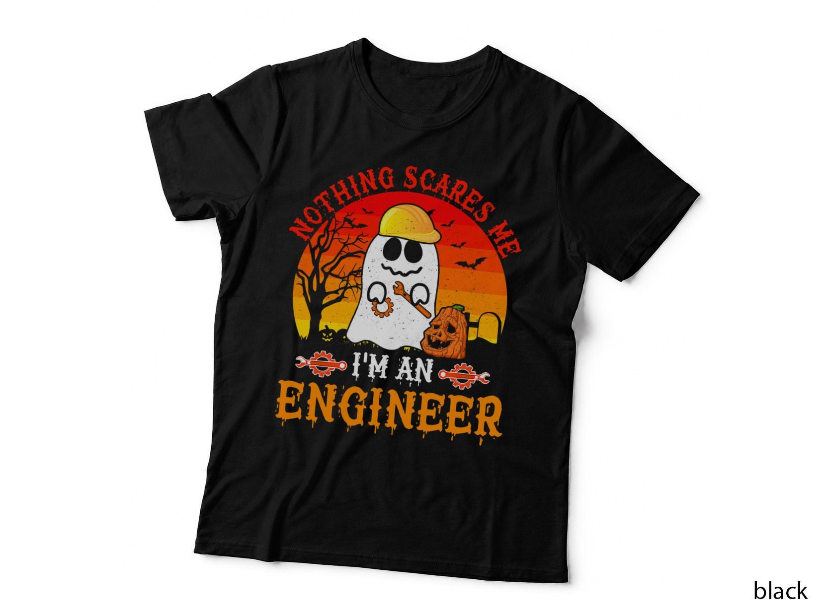 Nothing Scares Me I'm an Engineer Scary Ghost Boo Pumpkin T-Shirt